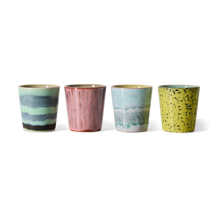 70s Ceramics: Coffee Mugs Artistic, Set of 4 - Image 4