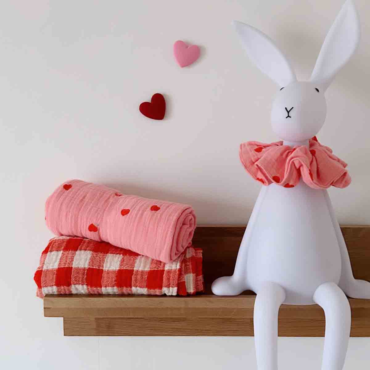 BIANCA SWADDLE GINGHAM TOMATO: VICHY / L 110*110 - Image 4