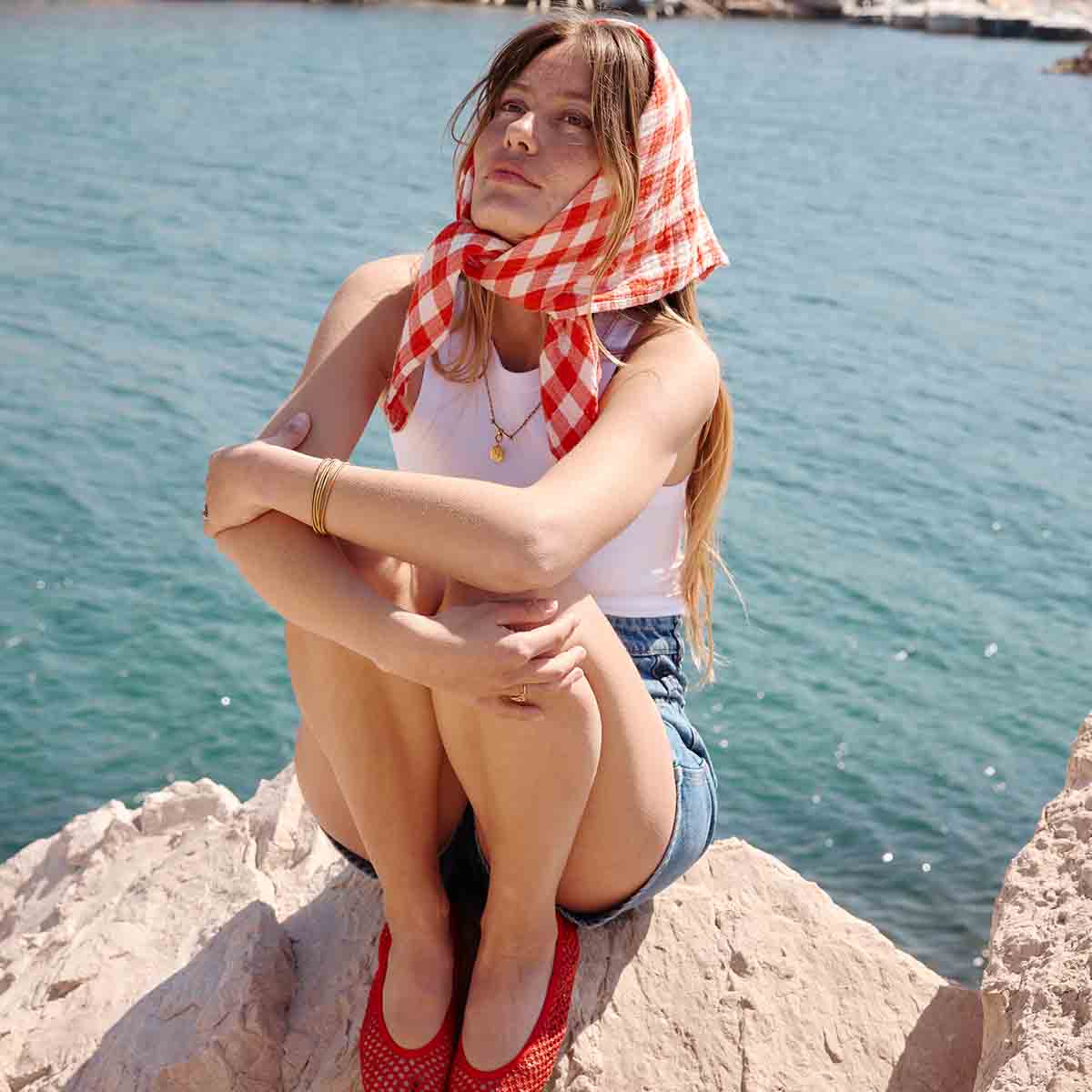 BIANCA SWADDLE GINGHAM TOMATO: VICHY / L 110*110 - Image 6