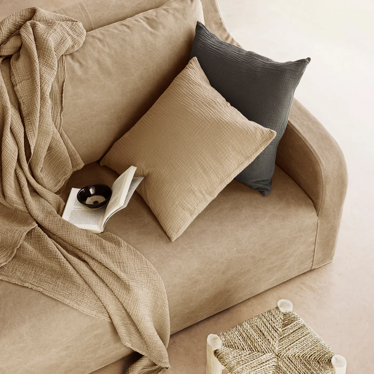 Cotton Cushion Walnut Gauze 50 x 75cm - Image 2