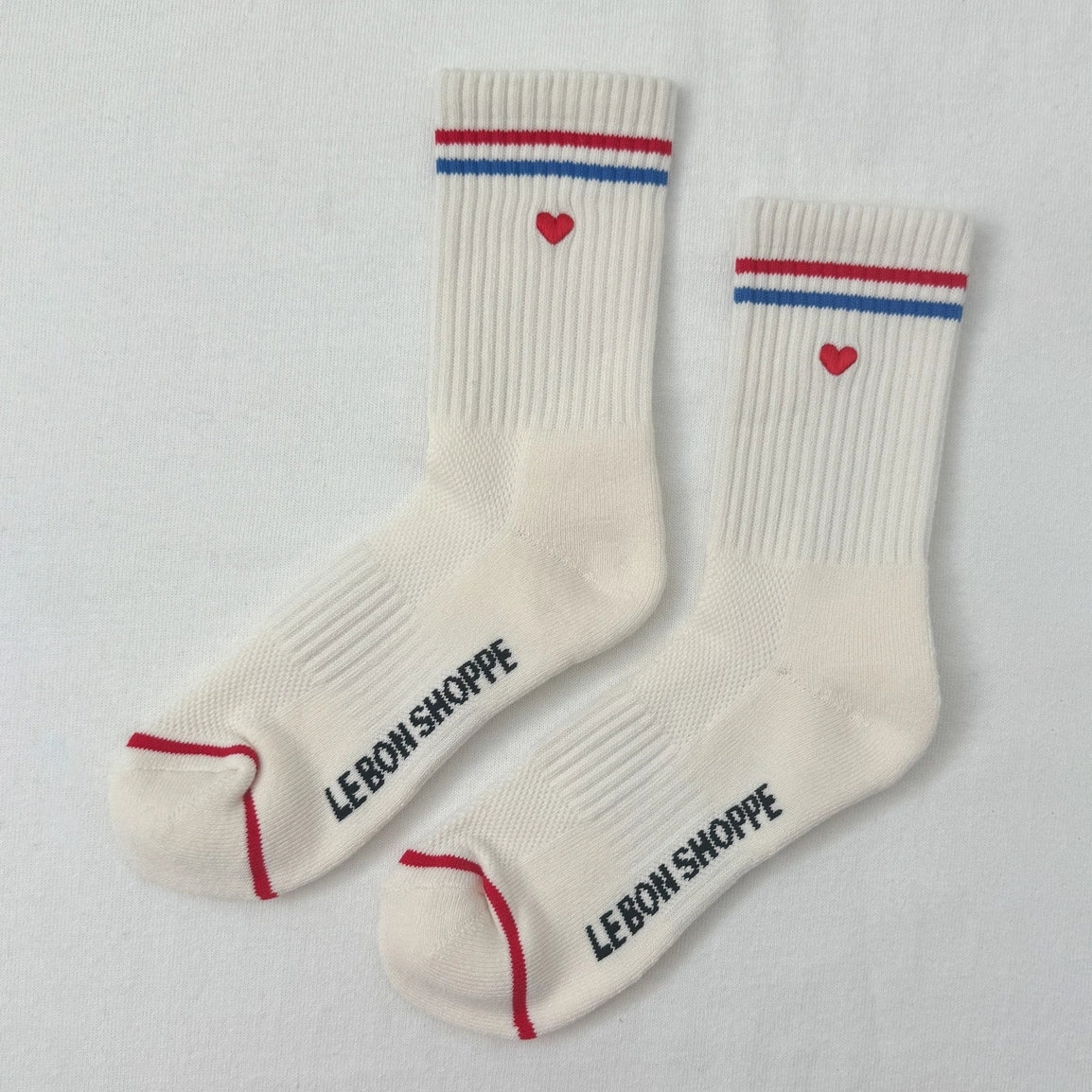 Embroidered Boyfriend Socks: Milk+ Heart - Image 3