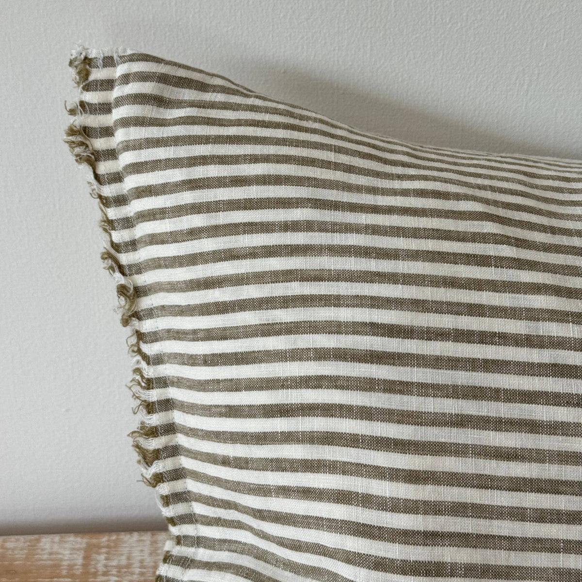 Esmee Olive Stripe Bolster Cushion – Olive Stripe 80x30 - Image 2