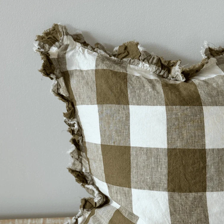 Hallie Olive Gingham Gingham Cushion Cover, 45x45cm - Image 4