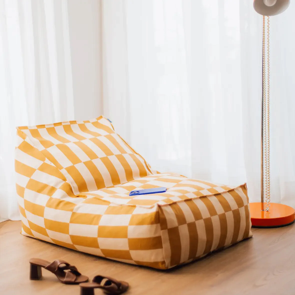 Long Beanbag - Adult Size - Vibes Mustard and Sand Tiles