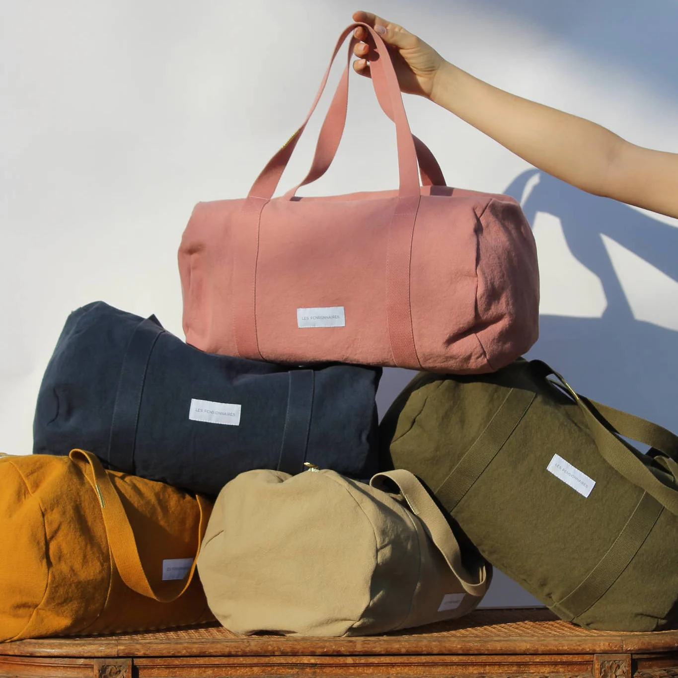 Mini bowling bag in organic cotton canvas Rosewood - Image 7