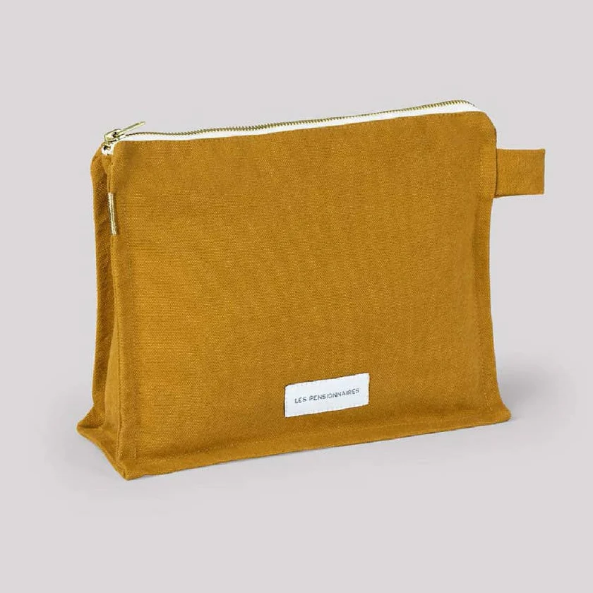 Organic Cotton Canvas Toiletry Bag in Saffron Yellow - Image 3