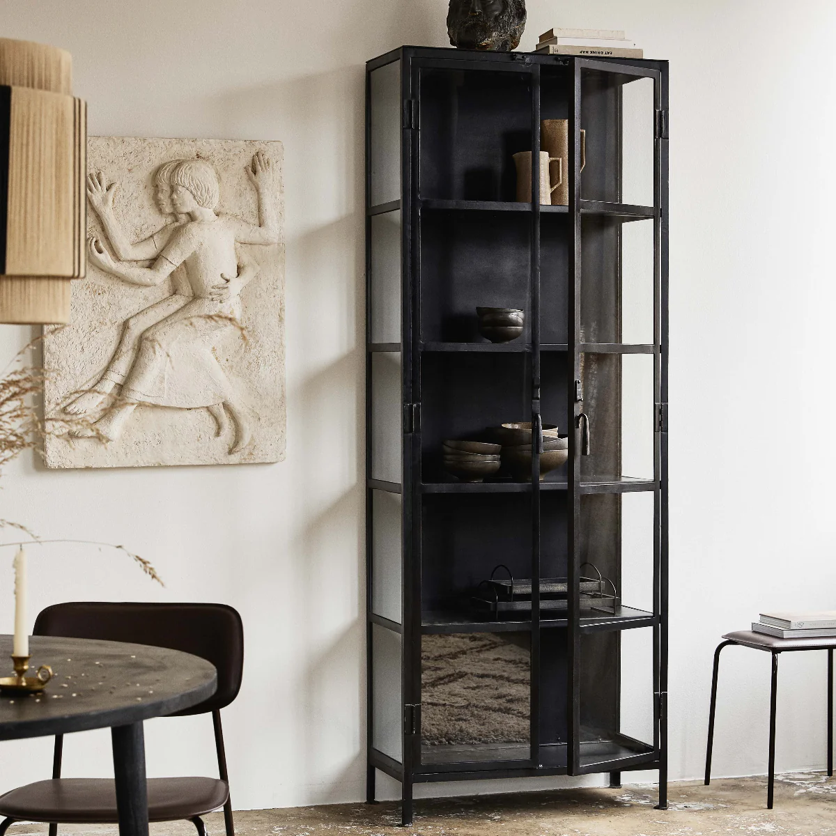 PHOENIX Black Cabinet, 2 Doors, Iron