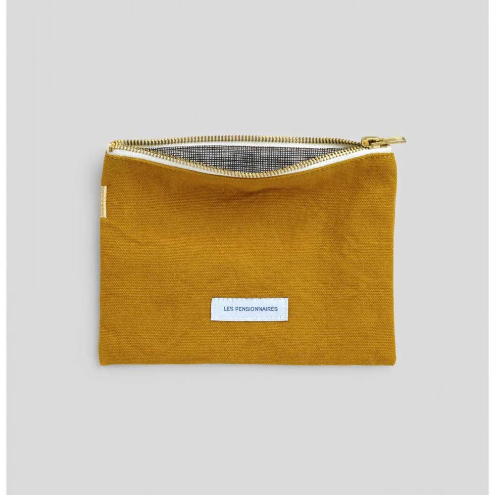 Small Pouch in Organic Saffron Yellow Cotton Canvas