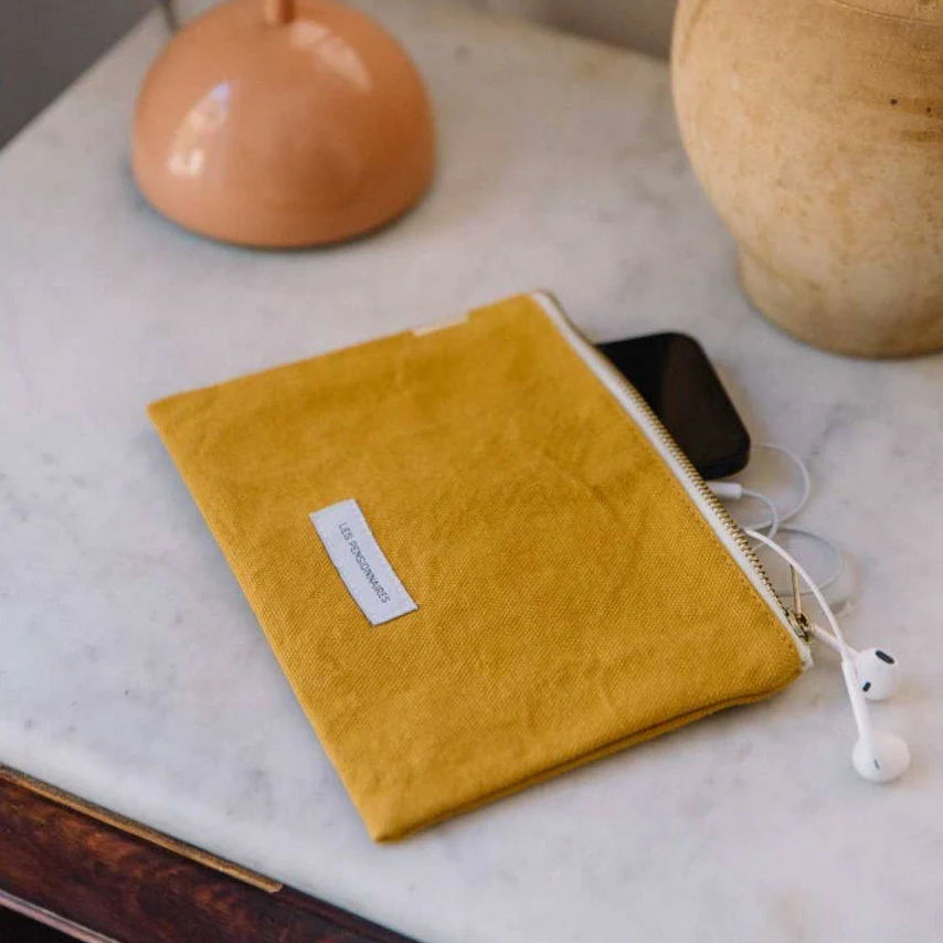 Small Pouch in Organic Saffron Yellow Cotton Canvas - Image 2