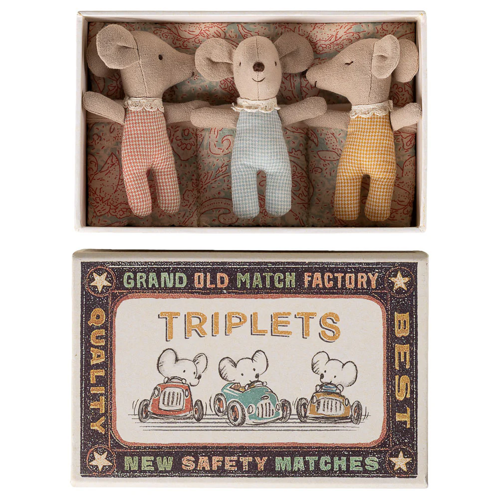 Triplets Baby Mice in a Matchbox Checker